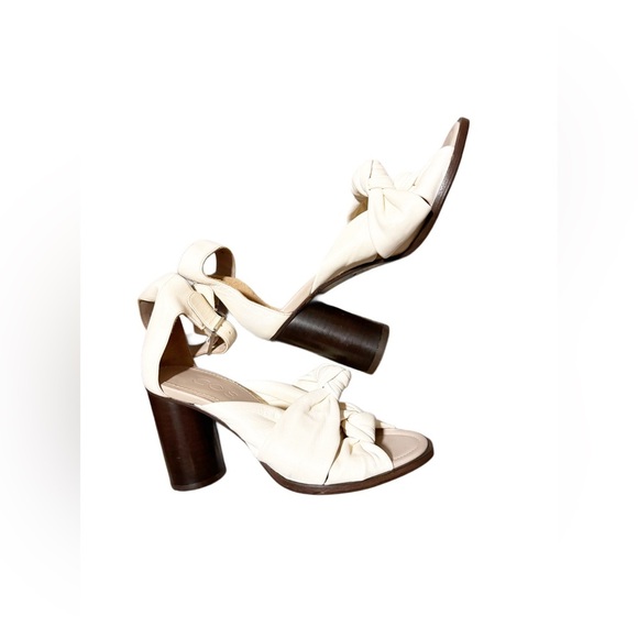 Cos white leather double knotted swing block heel size 6 USA practically new - Picture 3 of 10